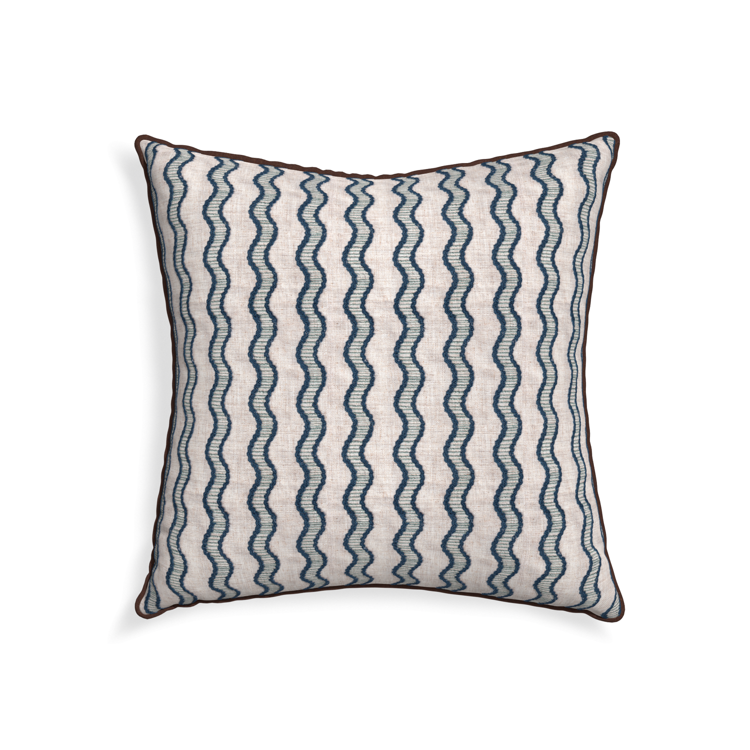 22-square beatrice custom embroidered wavepillow with w piping on white background