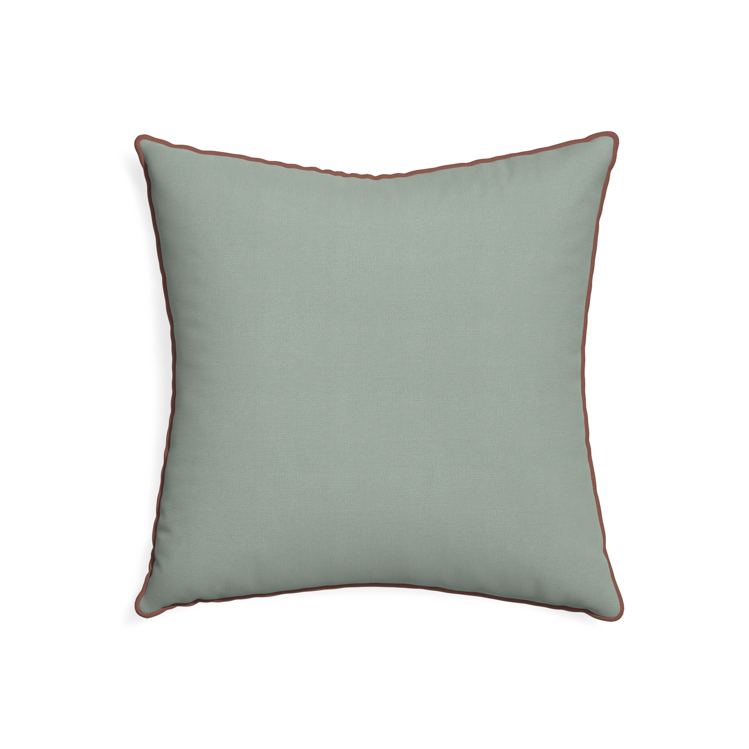 22-square sage custom pillow with w piping on white background