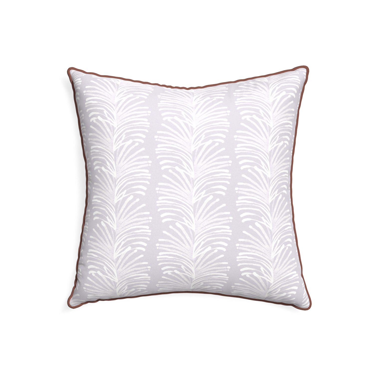 22-square emma lavender custom pillow with w piping on white background