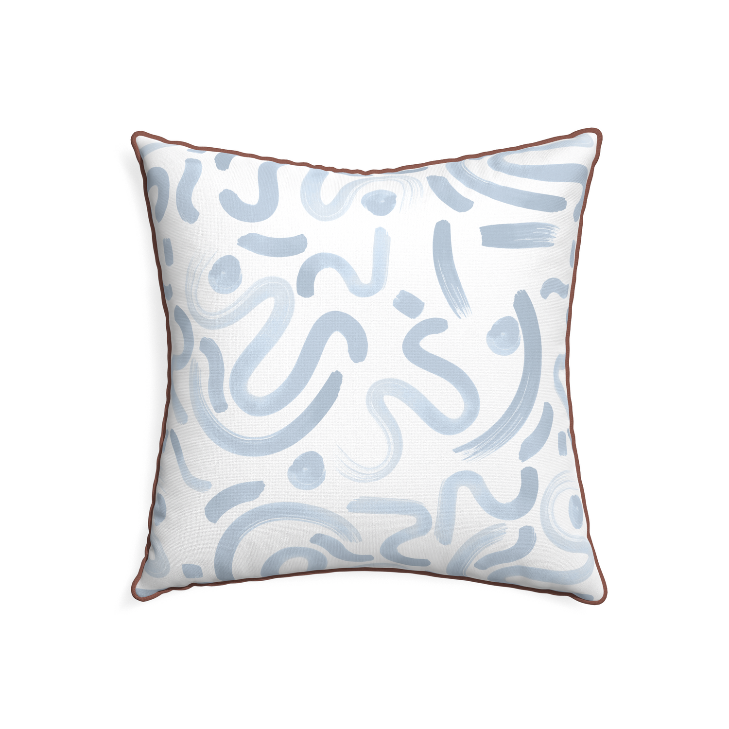 22-square hockney sky custom pillow with w piping on white background