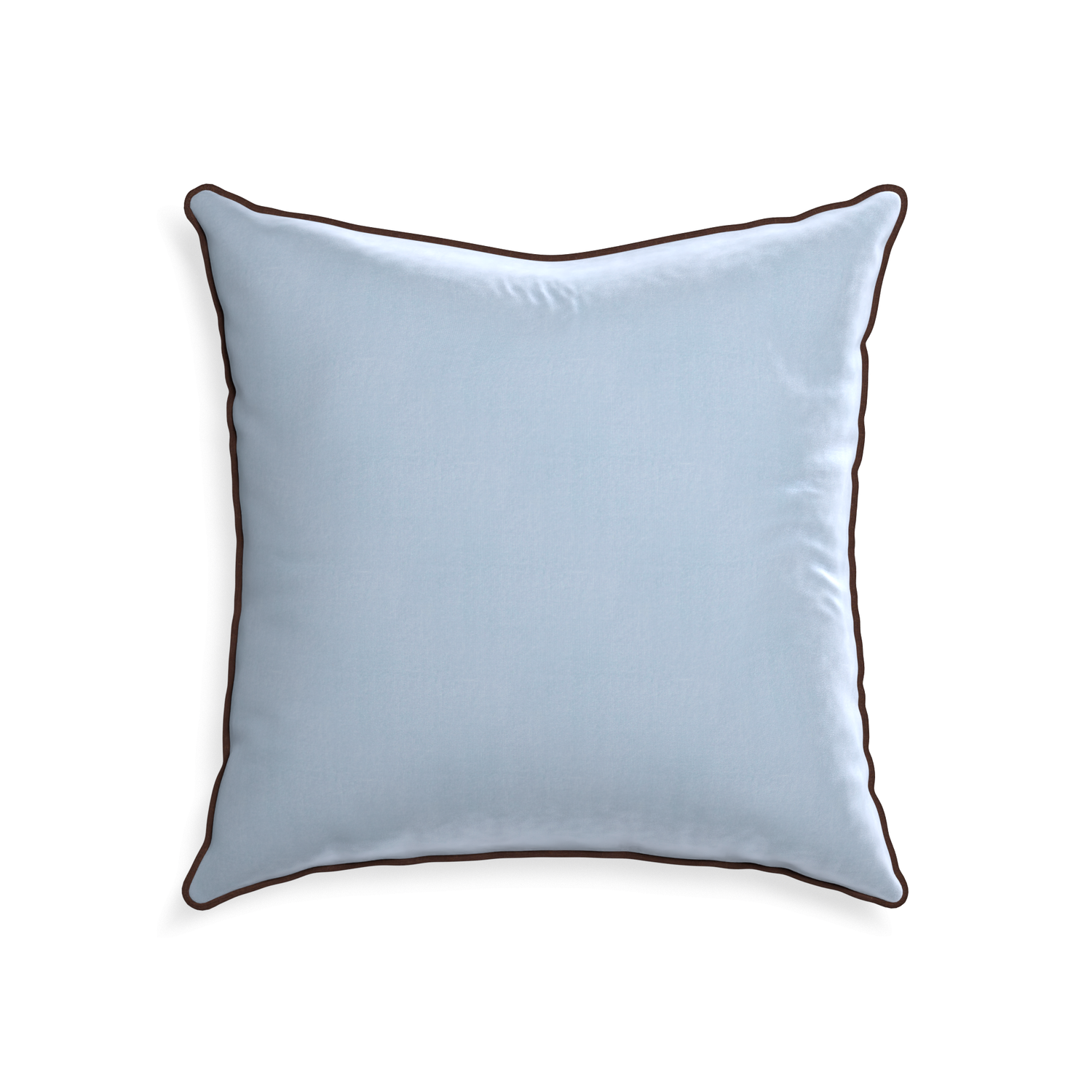 22-square sky velvet custom pillow with w piping on white background