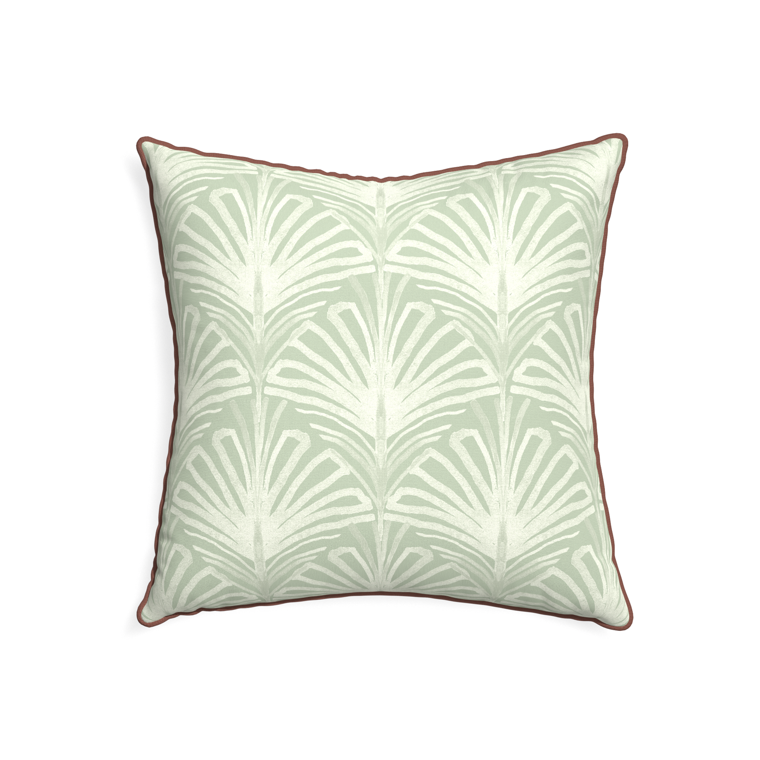 22-square suzy sage custom pillow with w piping on white background