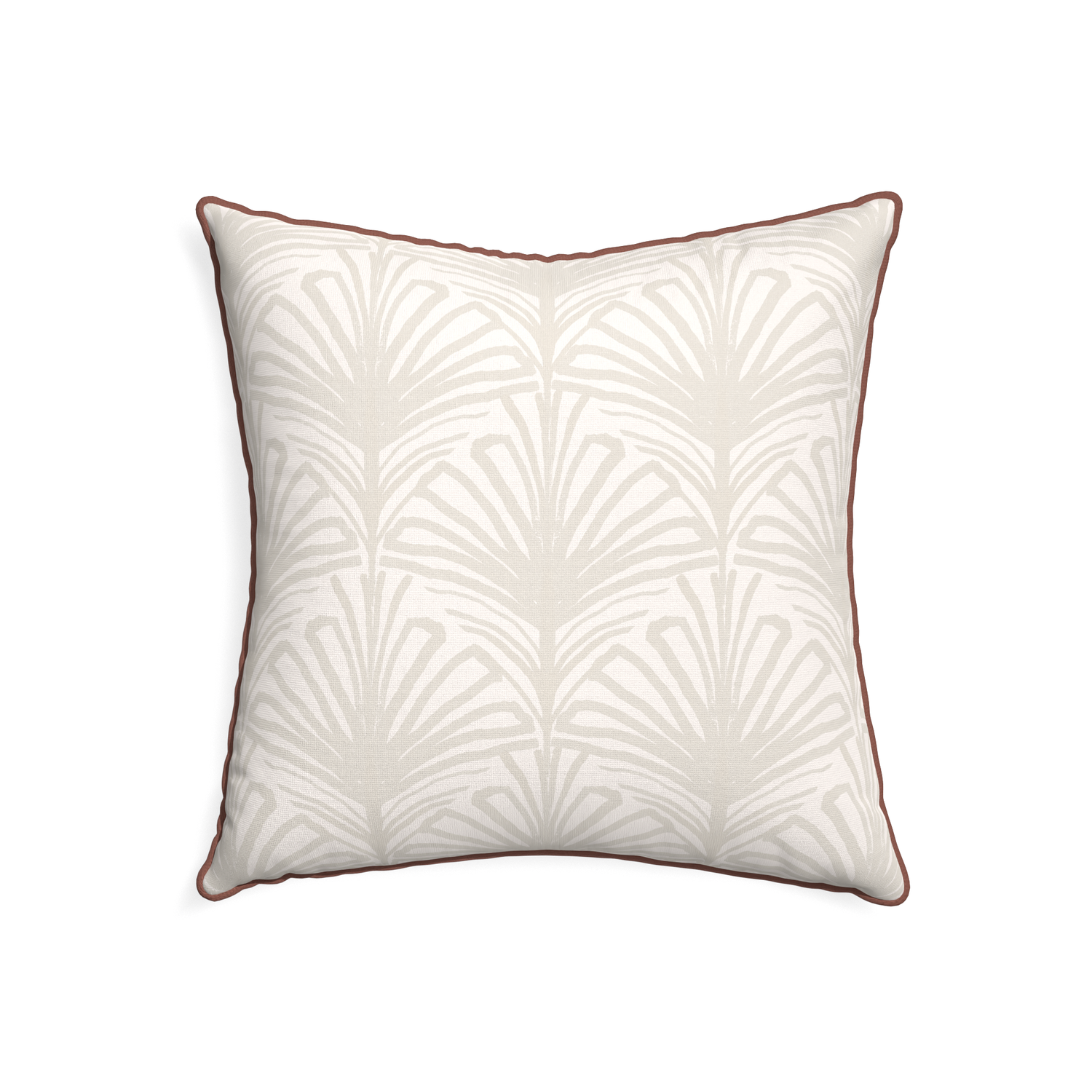 22-square suzy sand custom pillow with w piping on white background