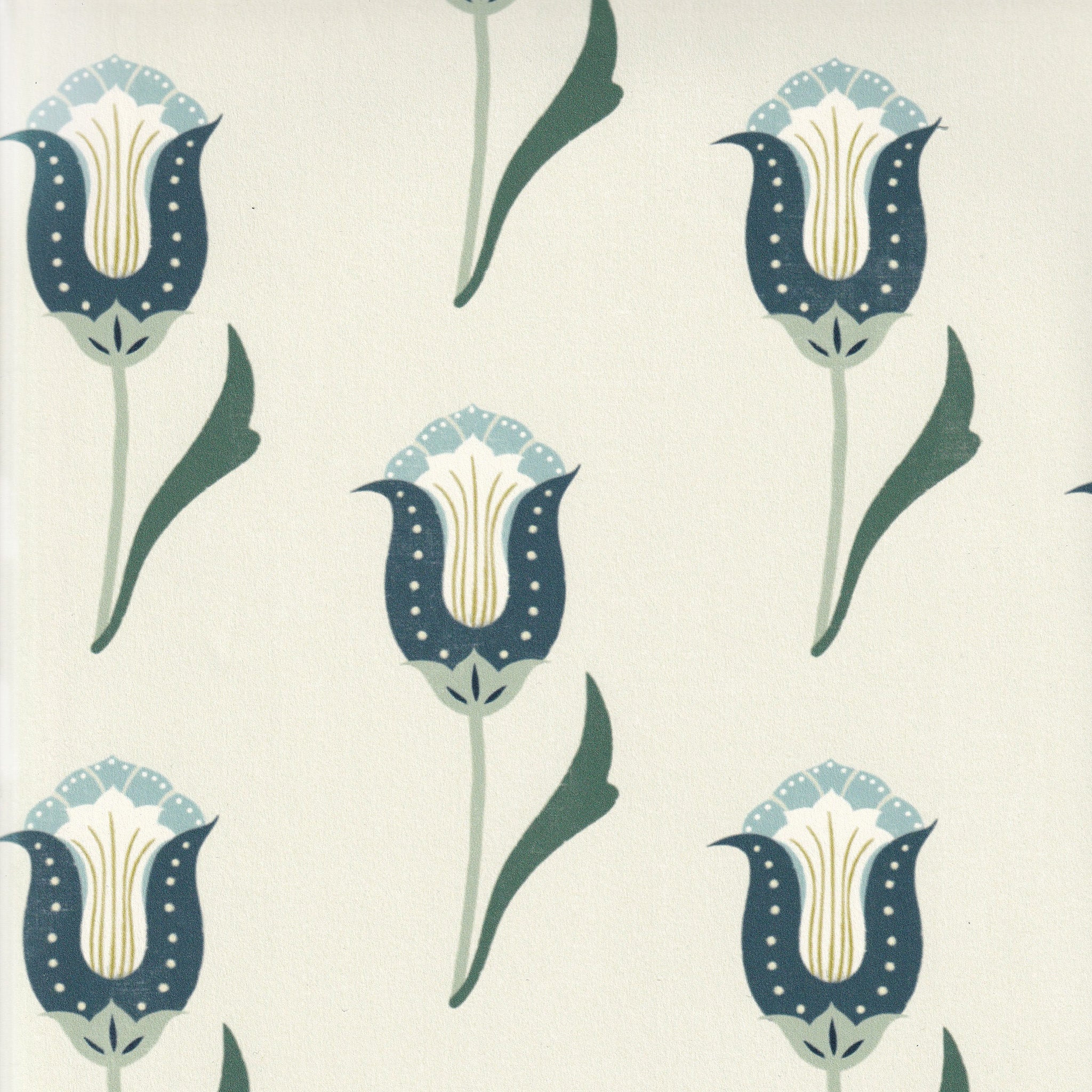 Abstract floral with varying green tones printed wallpaper swatch