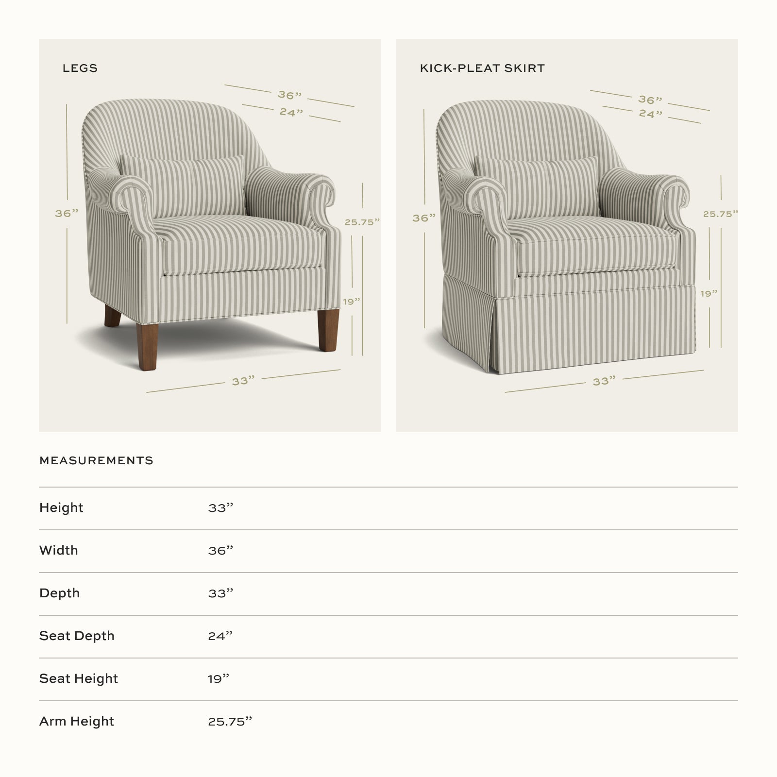 Striped Lounge Chair: Dorothy in Louisa Camel | Pepper Home
