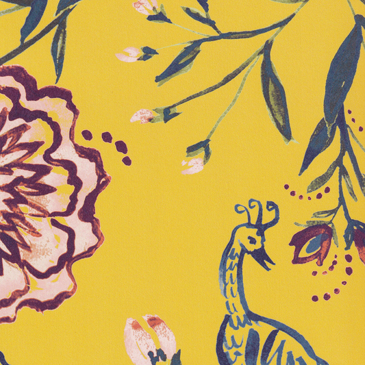 Yellow Chinoiserie Printed Wallpaper Swatch 