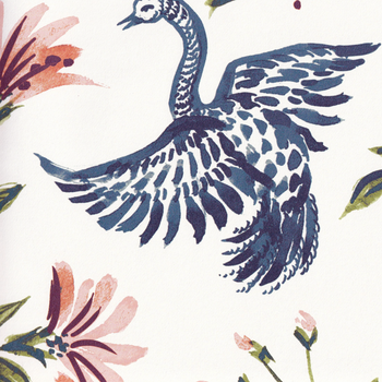 Cream Chinoiserie Printed Wallpaper Close-Up