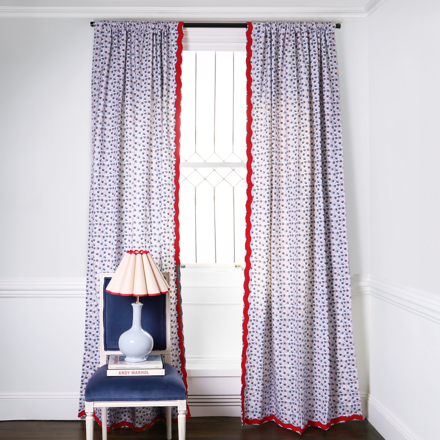 Custom Red and Blue Curtains - Pepper Home