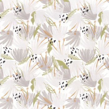 Grey Floral Wallpaper Close-Up