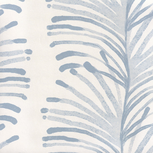 Sky Blue Botanical Stripe Printed Clay Coated Wallpaper Swatch