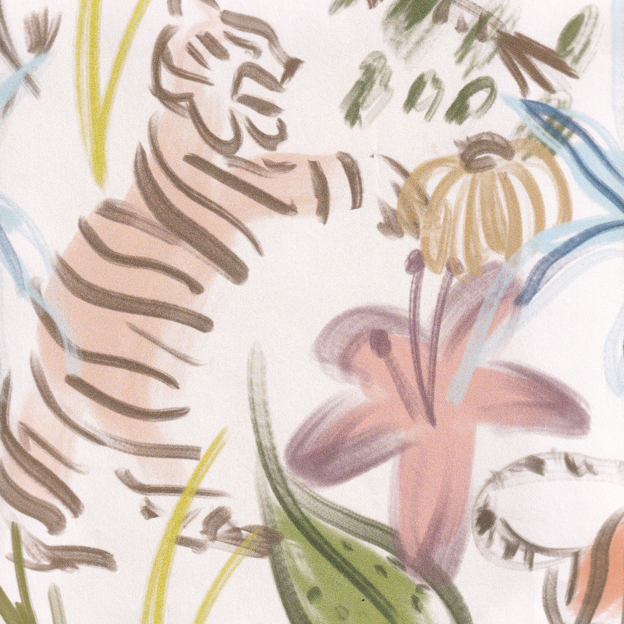 Pink Chinoiserie Tiger Printed Wallpaper Swatch