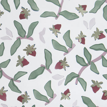 Strawberry & Botanical Printed Wallpaper Swatch