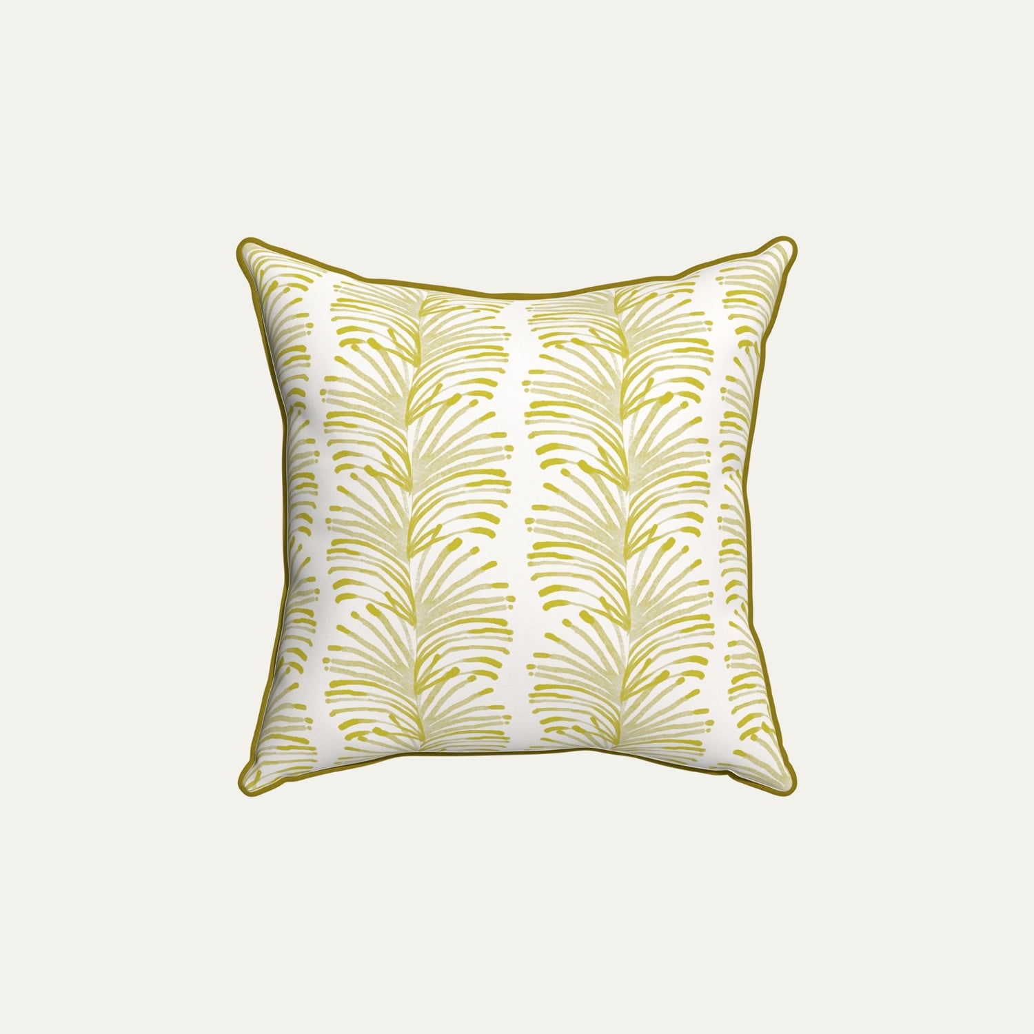 Emma Chartreuse Printed Cotton Throw Pillow