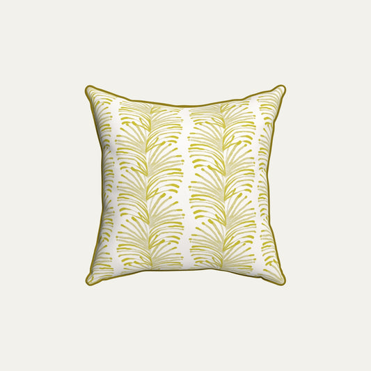 Emma Chartreuse Printed Cotton Throw Pillow