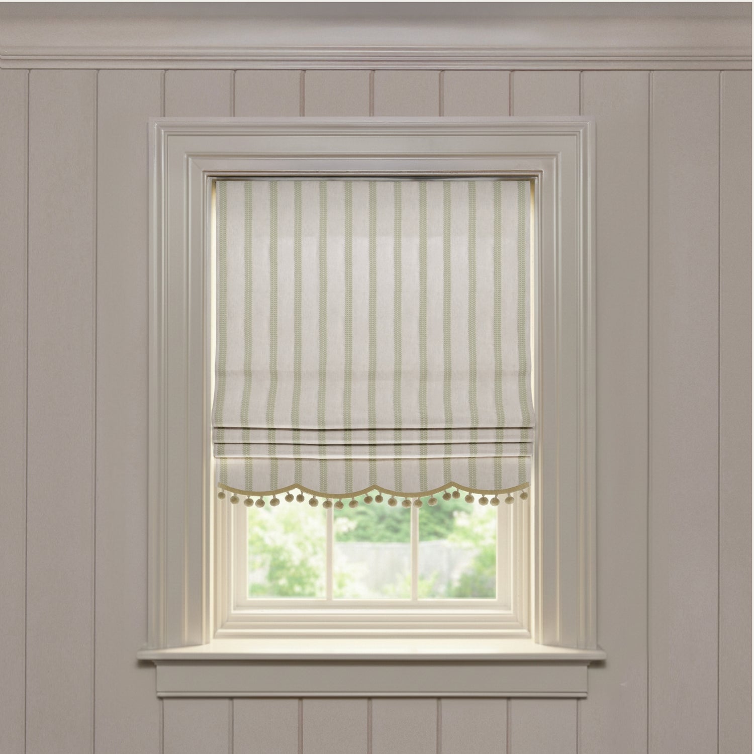 Vivienne Pistachio Embroidered Roman Shade