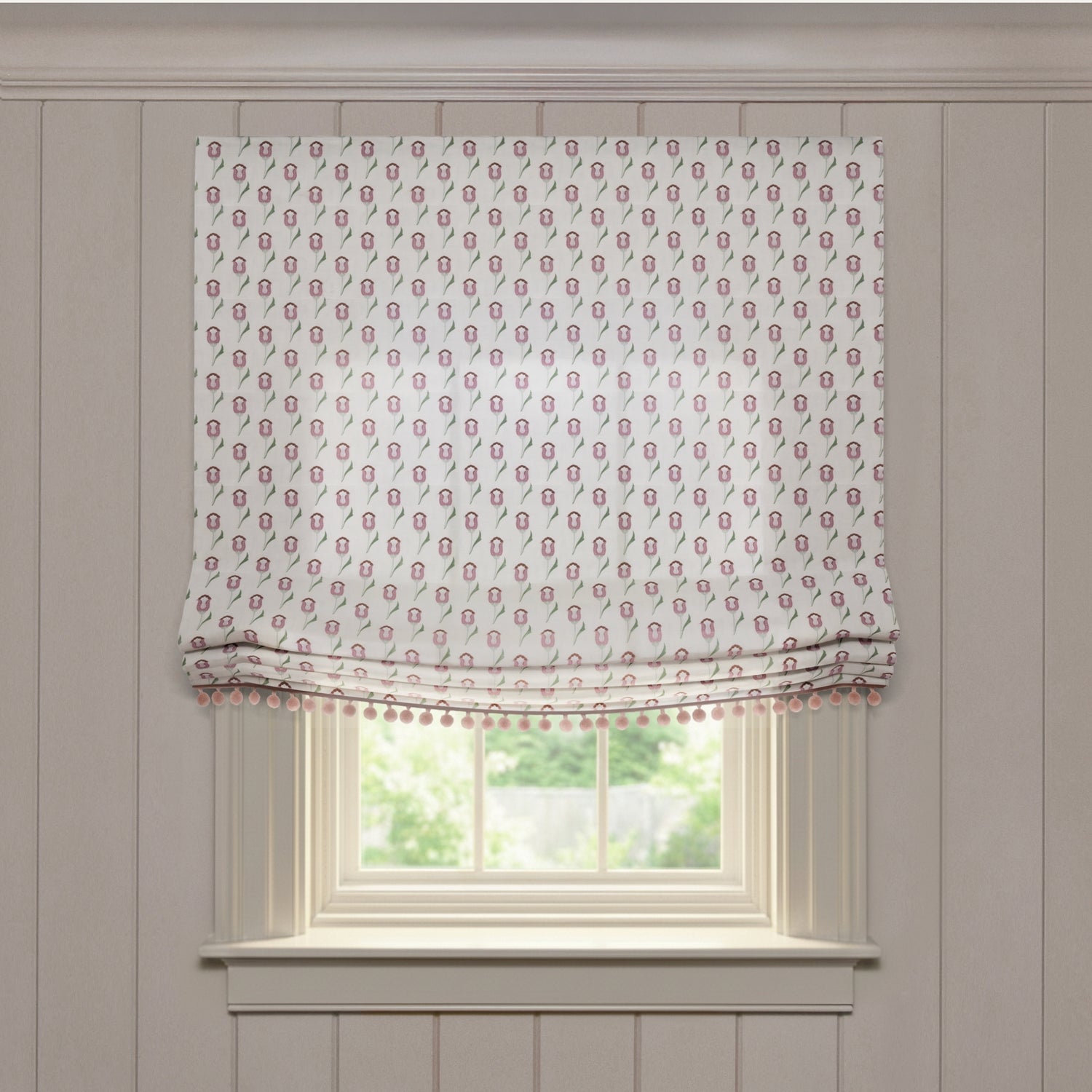 Annabelle Orchid Printed Cotton Roman Shade
