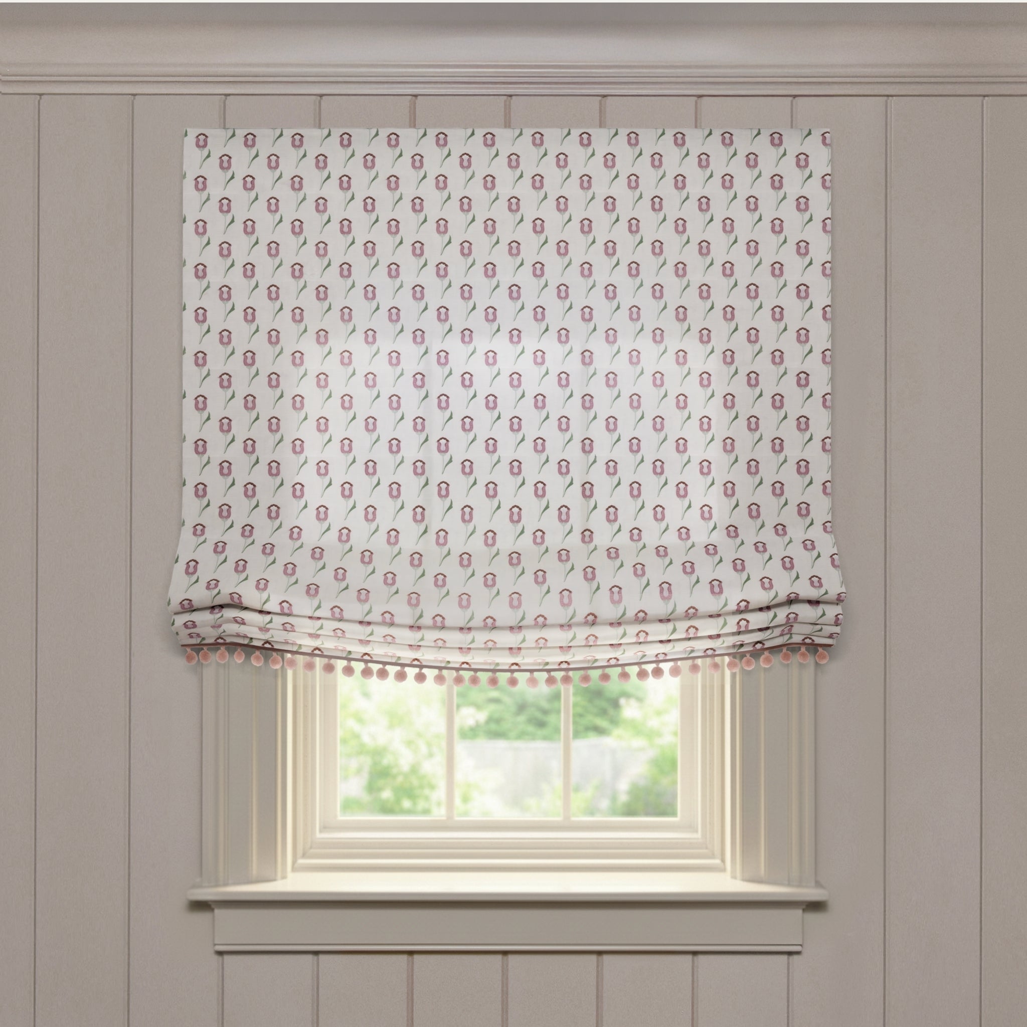 Annabelle Orchid Printed Cotton Roman Shade