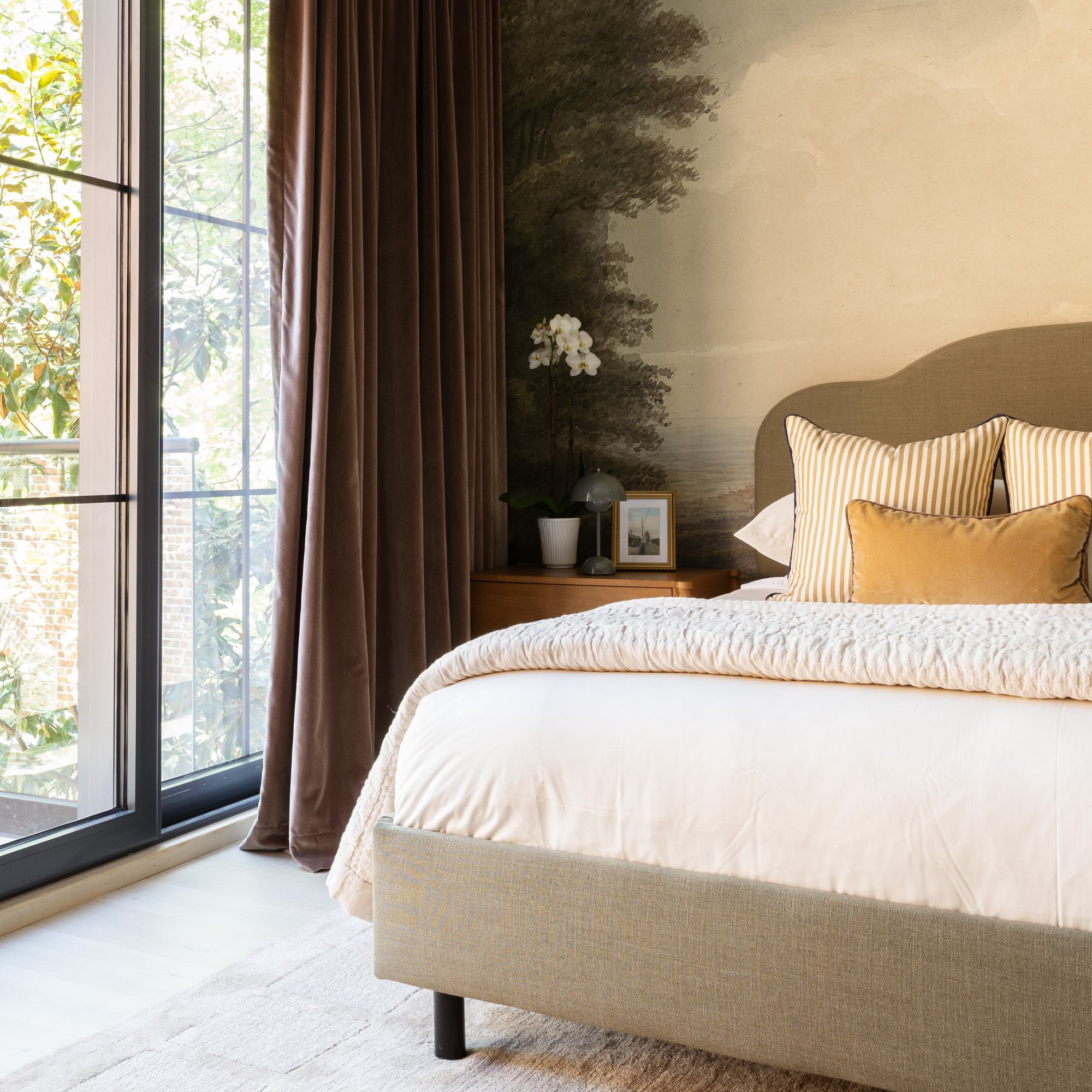 Styled KatyShuele Camel Velvet Pillow Louisa Camel Pillow