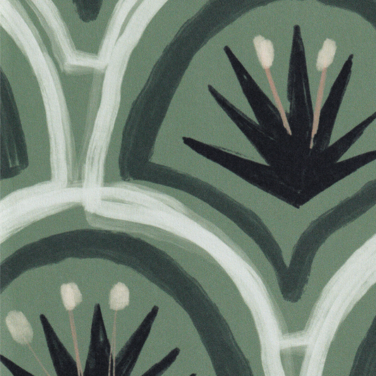 Green art deco wallpaper swatch