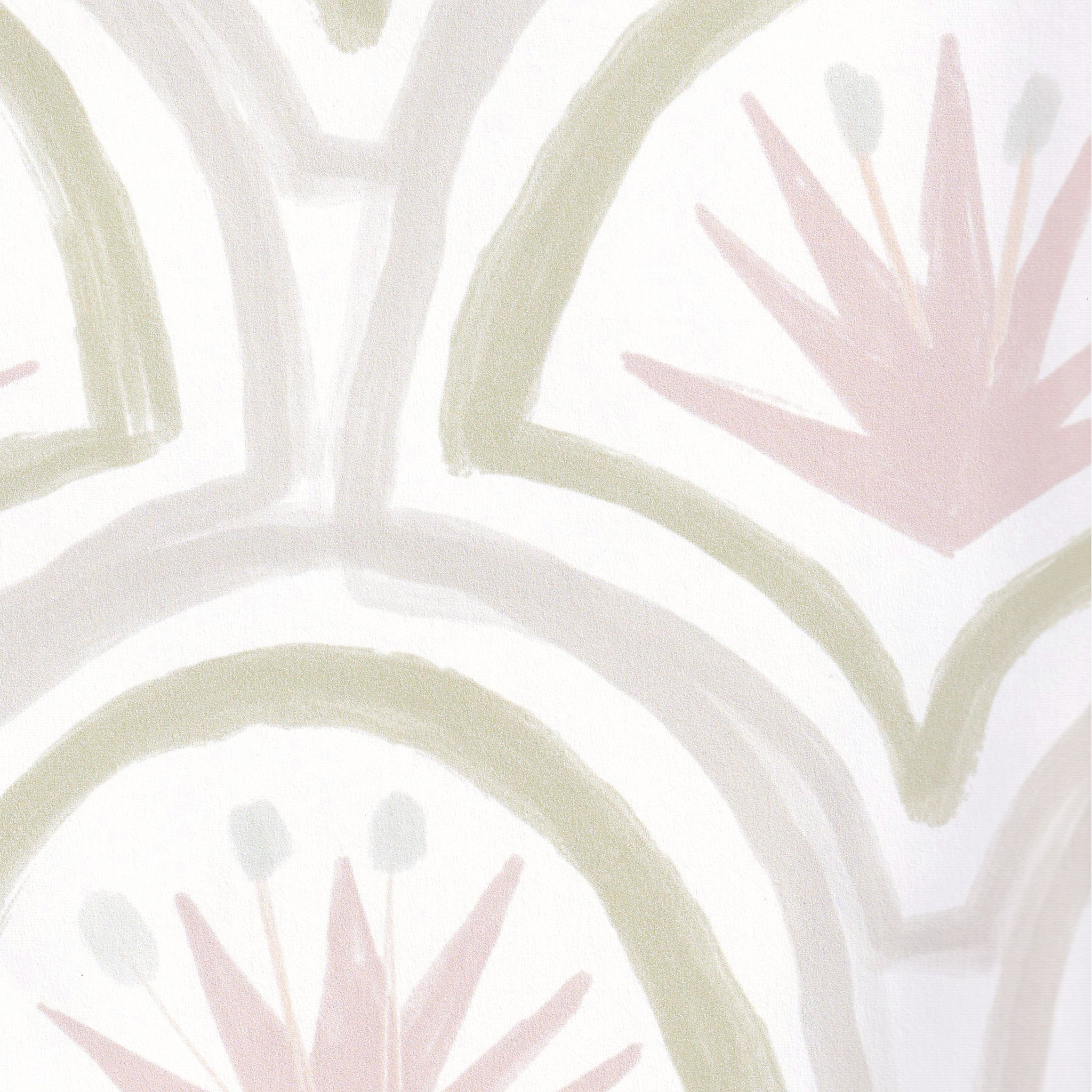 Pink Art Deco Palm Printed Wallpaper Swatch