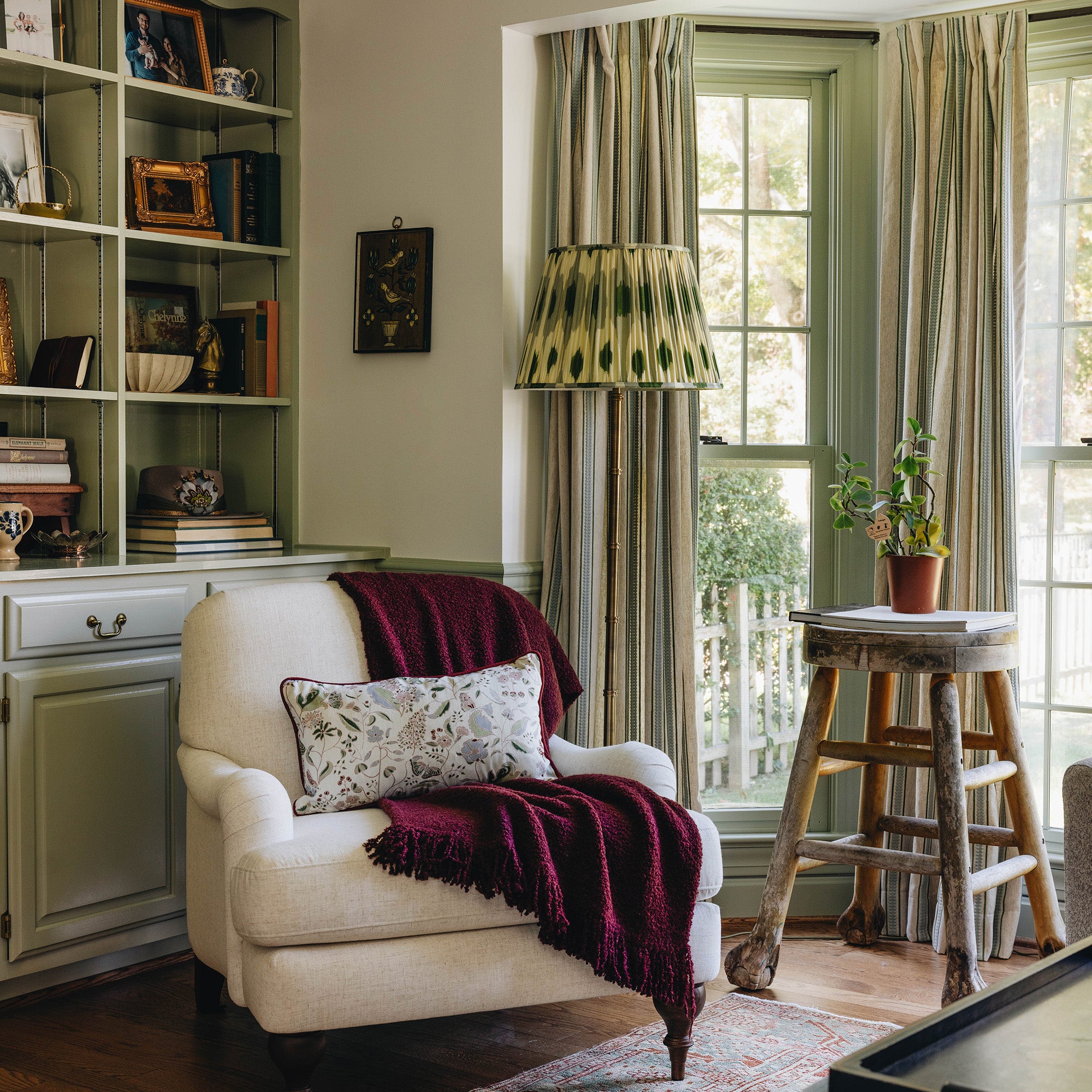 Custom Floral Linen Curtains: Annabelle Maroon | Pepper Home