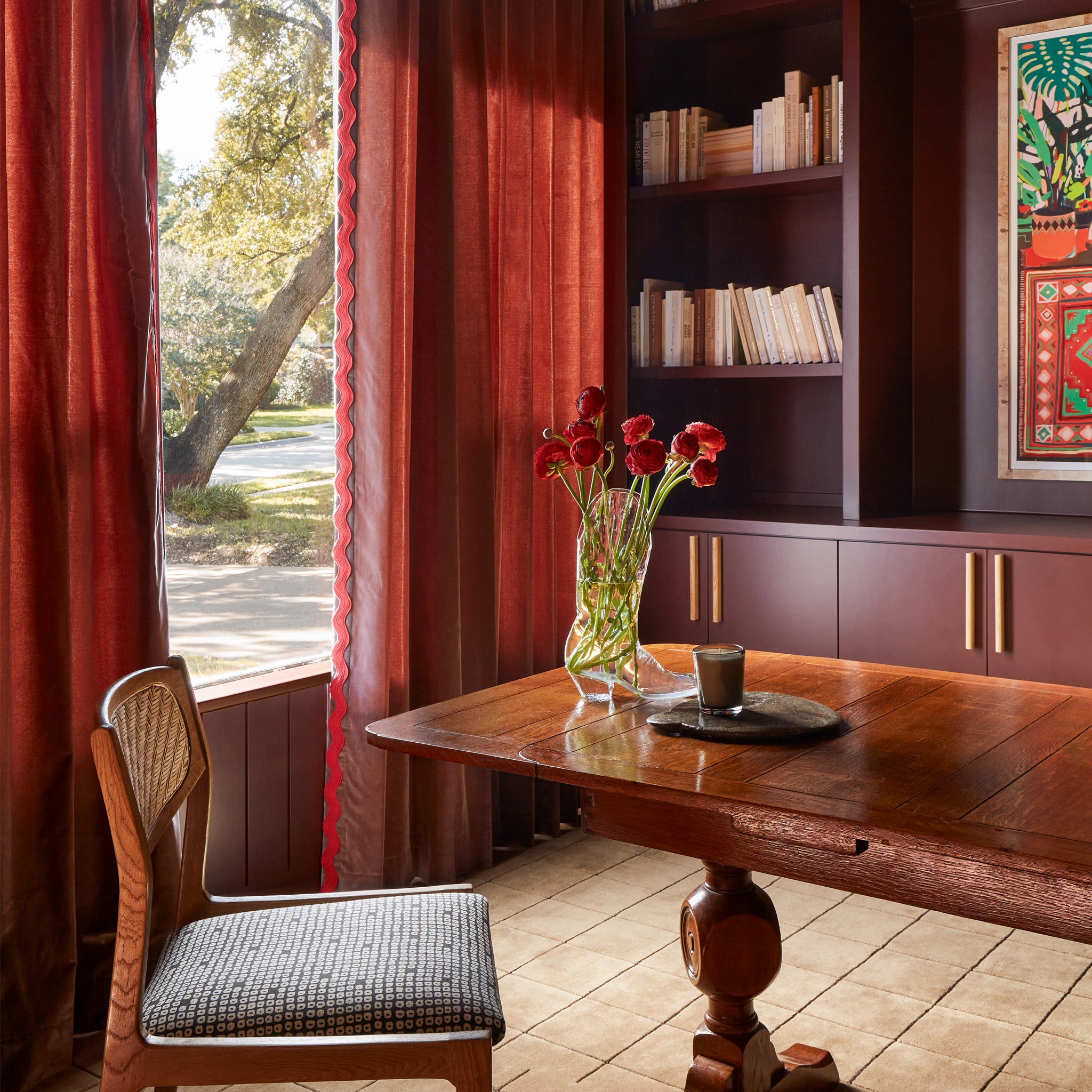 Walnut Velvet Tailored Pleat Custom Curtain - Thumbnail 2