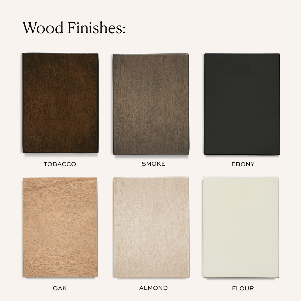 Oak wood finish with a natural light brown tone and smooth grain, customizable for quality, made-to-order furniture pieces.