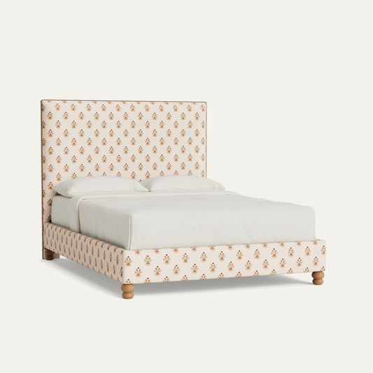 FEATURED: Queen / 9" Rails / Rounded / Oak / Flat / Camel Velvet Welt