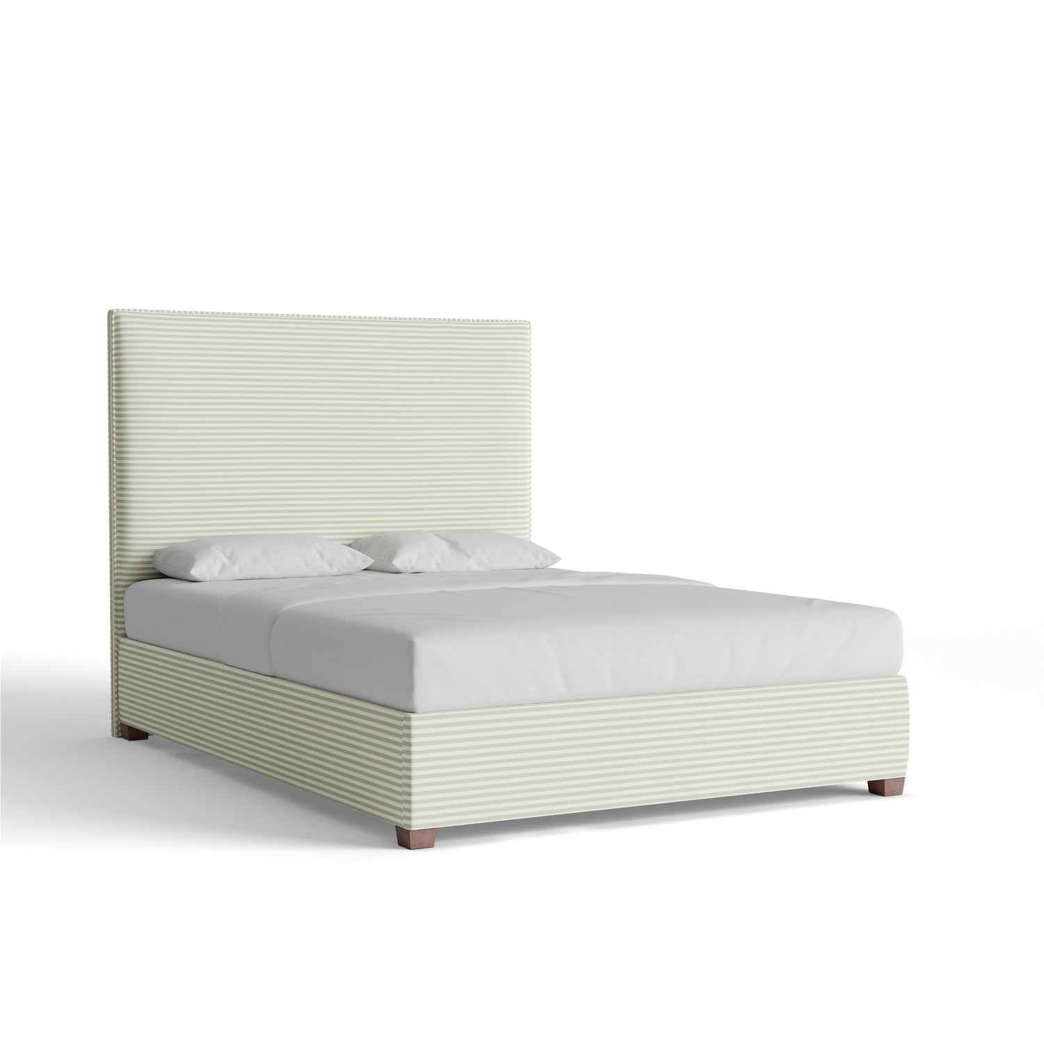 Louisa Sage Horizontal bed with a mid-rise silhouette and tailored lines from Pepper Home, styled in woven fabric.