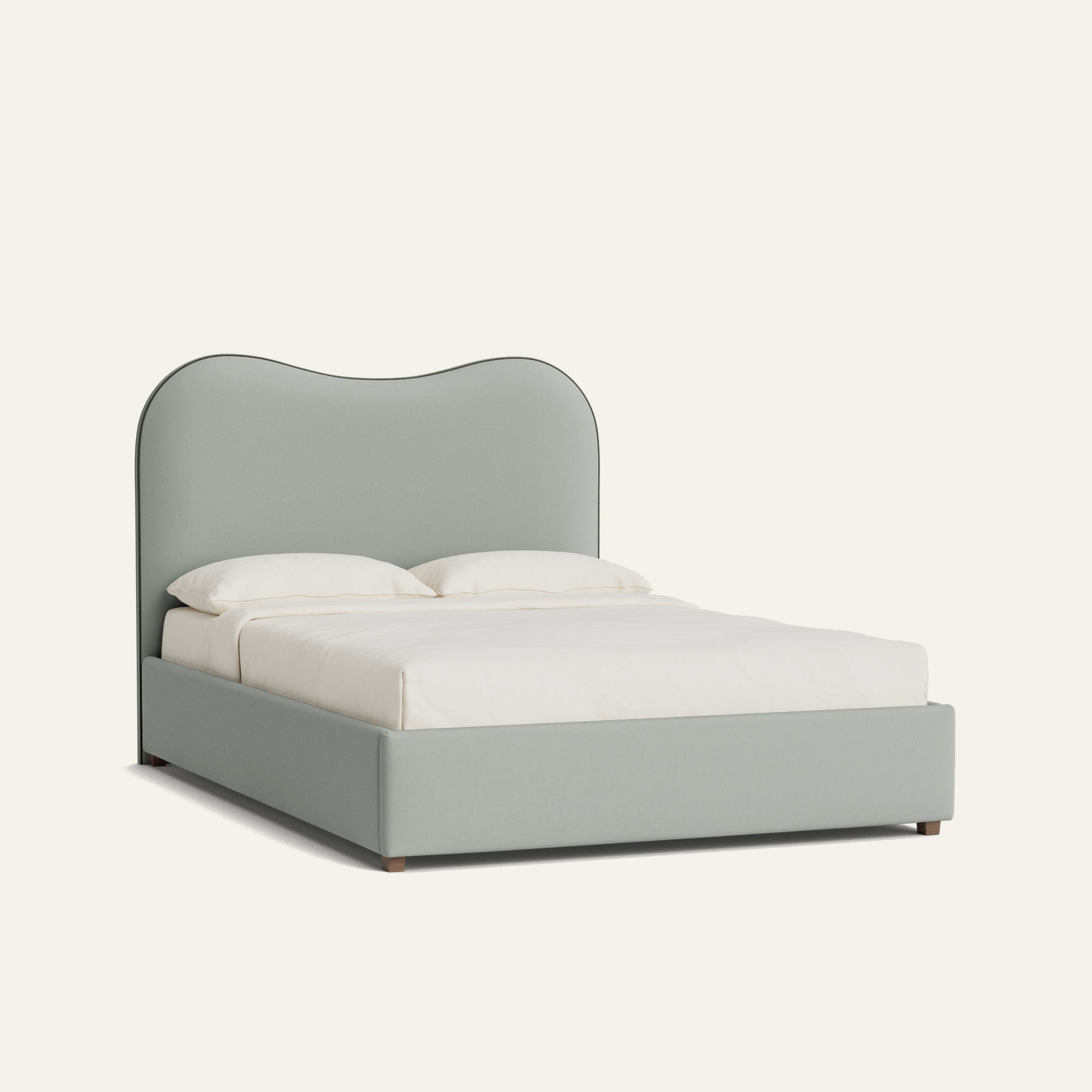 FEATURED: Queen / Wood Base / Smoke / Fern Velvet Welt