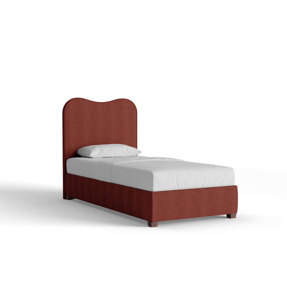 Twin cinnamon velvet custom on white background