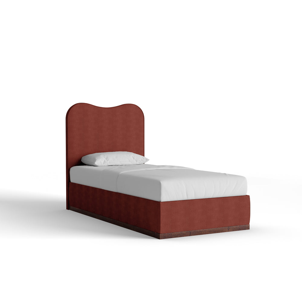 Twin cinnamon velvet custom on white background