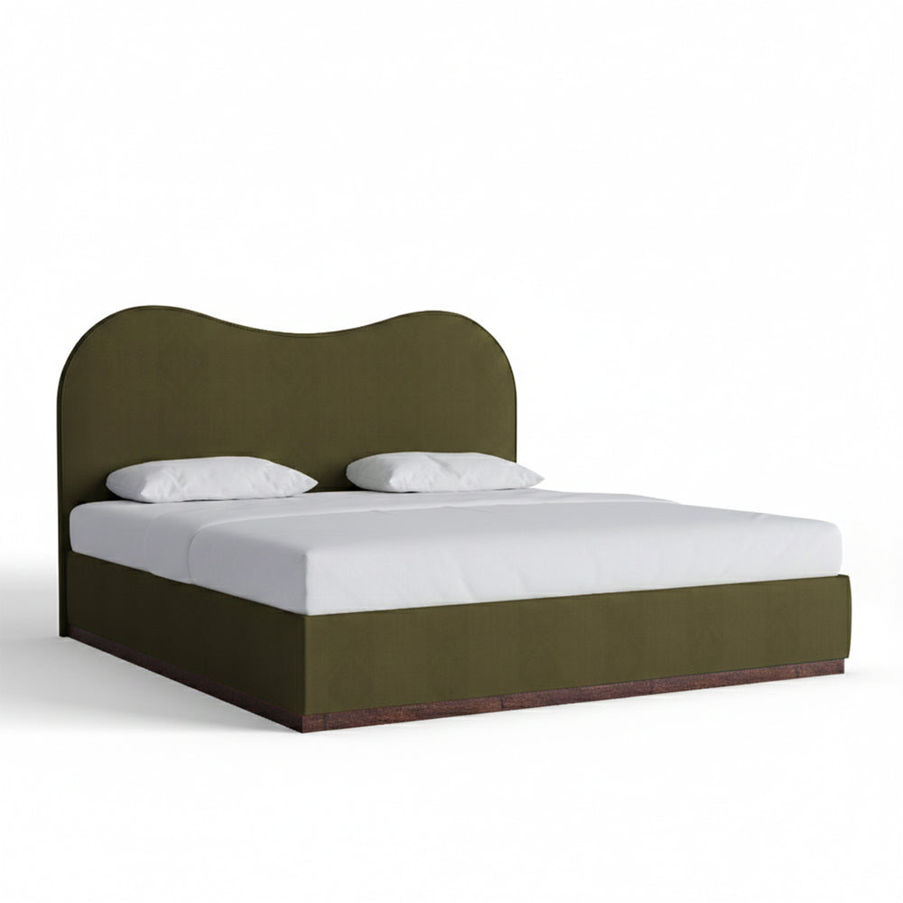 King olive velvet custom on white background