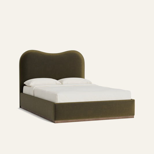 FEATURED: Shown in Queen / Wood Base / Smoke / Moss Welt