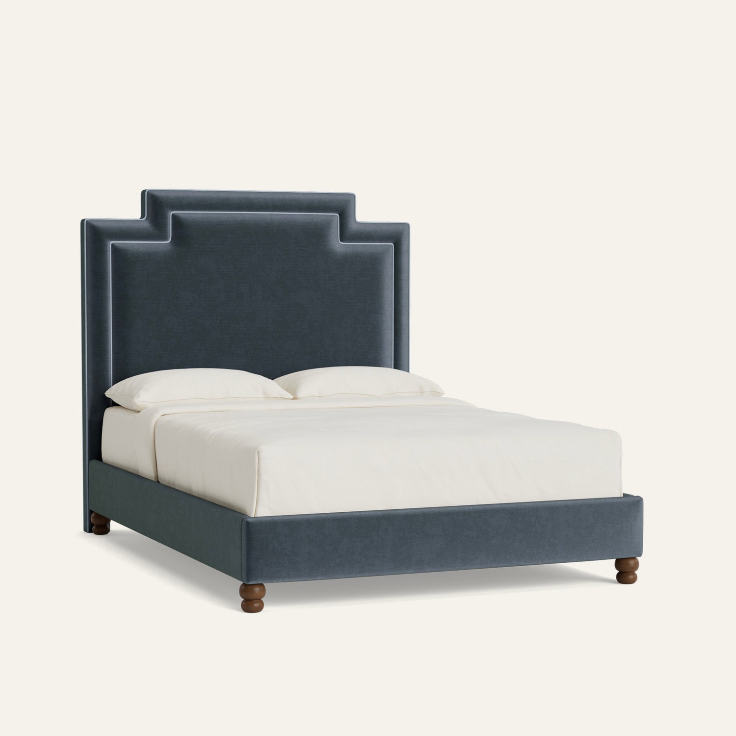 FEATURED: Queen / 9" Rails / Rounded / Tobacco / Sky Velvet Welt