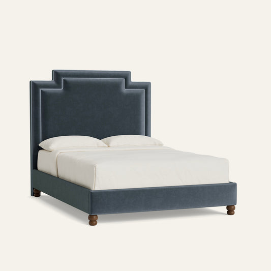 FEATURED: Queen / 9" Rails / Rounded / Tobacco / Sky Velvet Welt