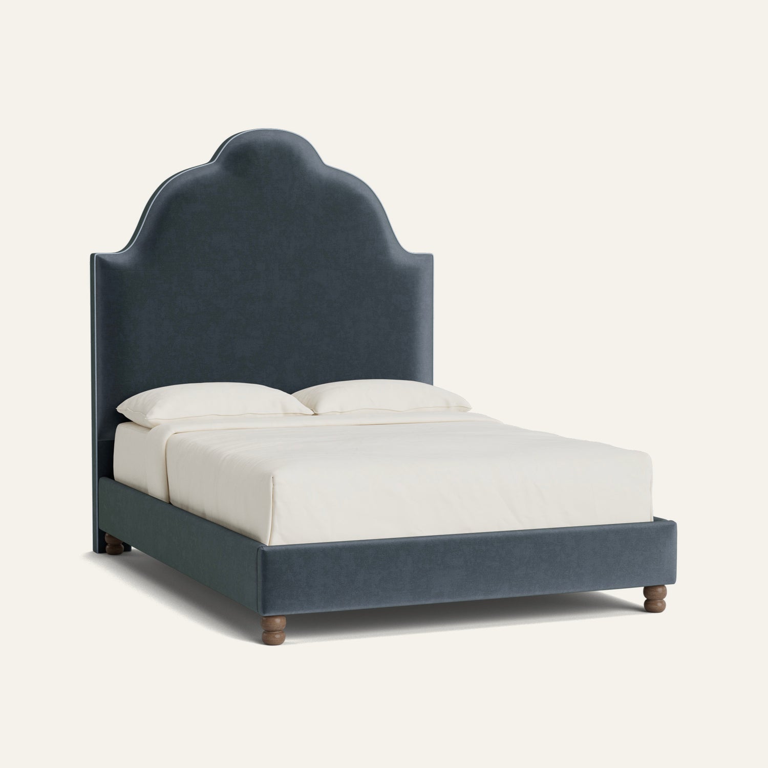 FEATURED: Queen / 9" Rails / Rounded / Tobacco / Sky Velvet Welt