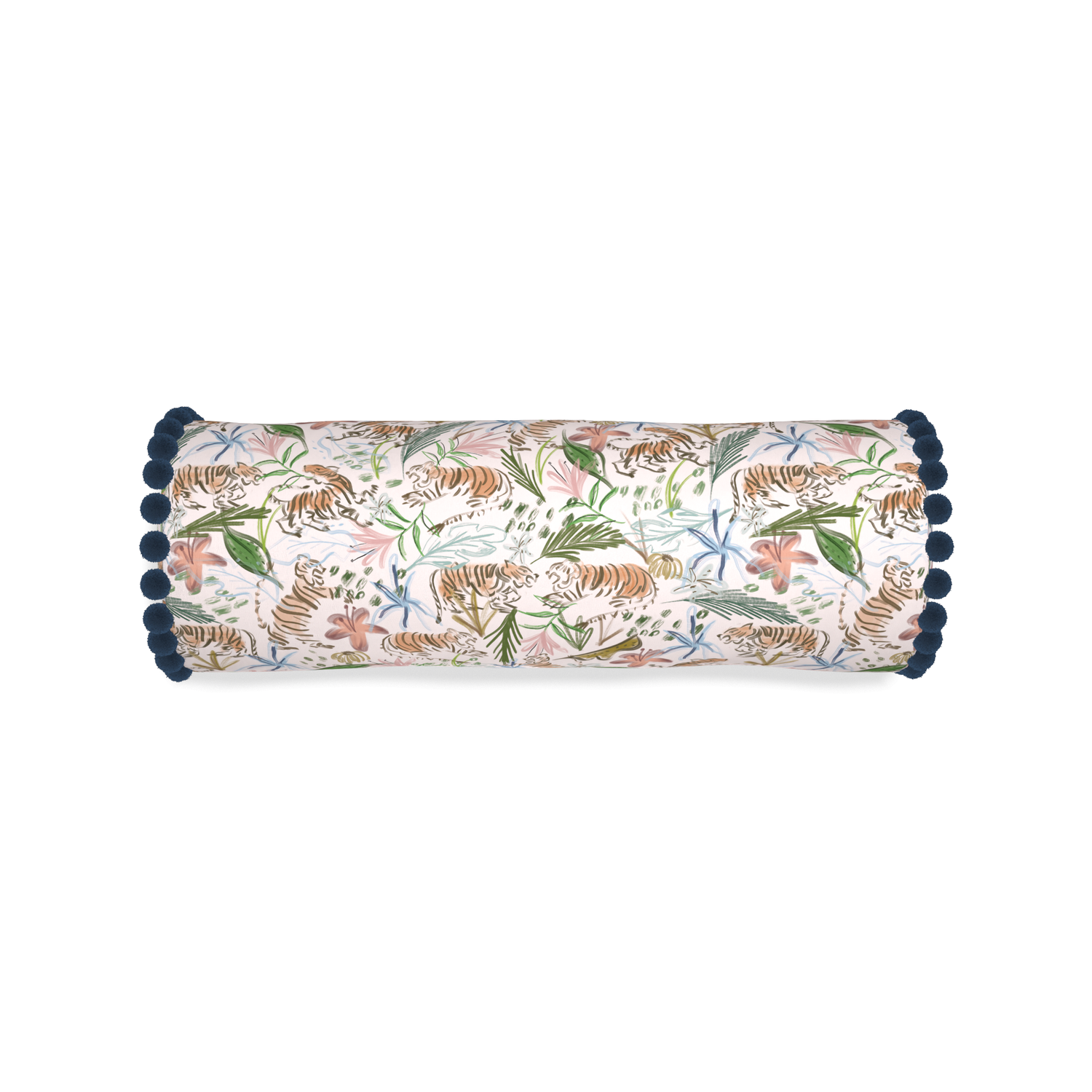Bolster frida pink custom pink chinoiserie tigerpillow with c on white background