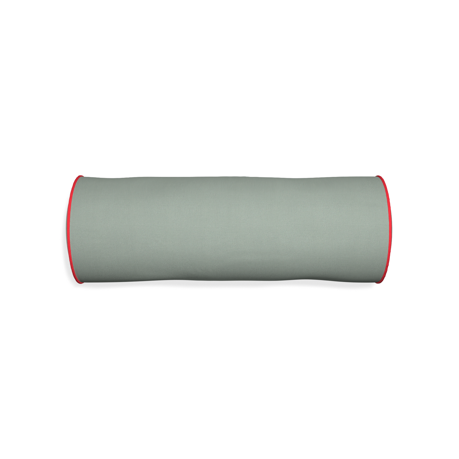 Bolster sage custom sage green cottonpillow with cherry piping on white background