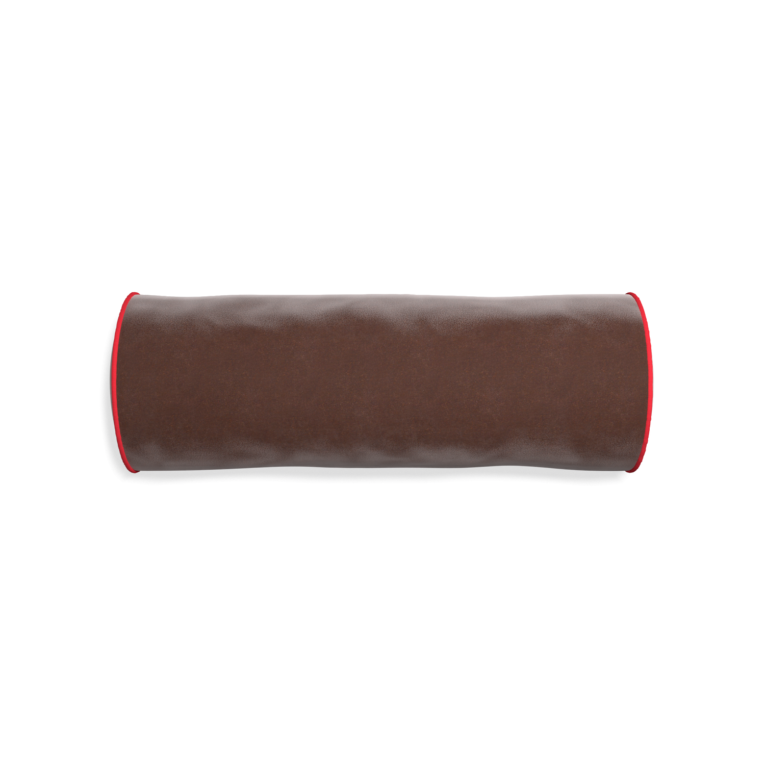 bolster brown velvet pillow with red piping
