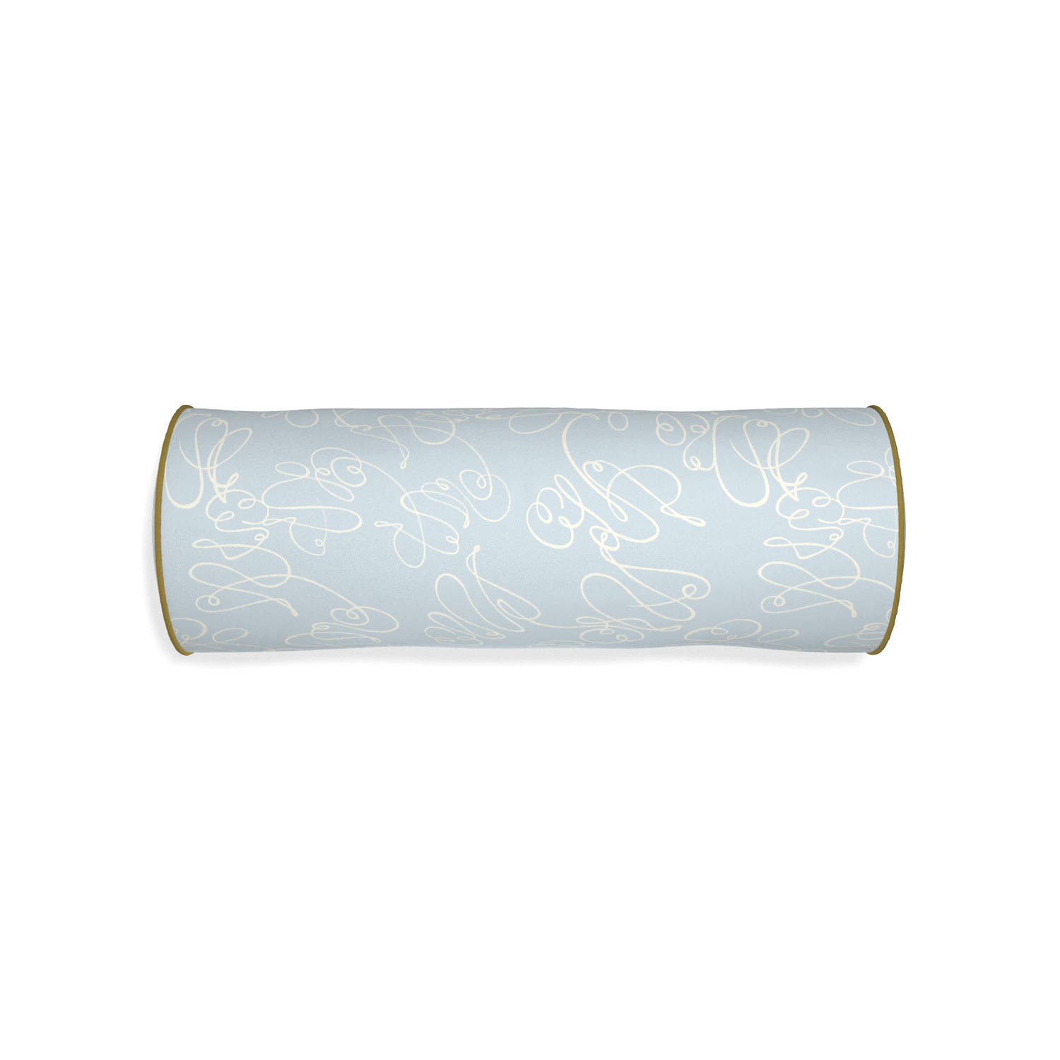 Bolster mirabella custom powder blue abstractpillow with c piping on white background
