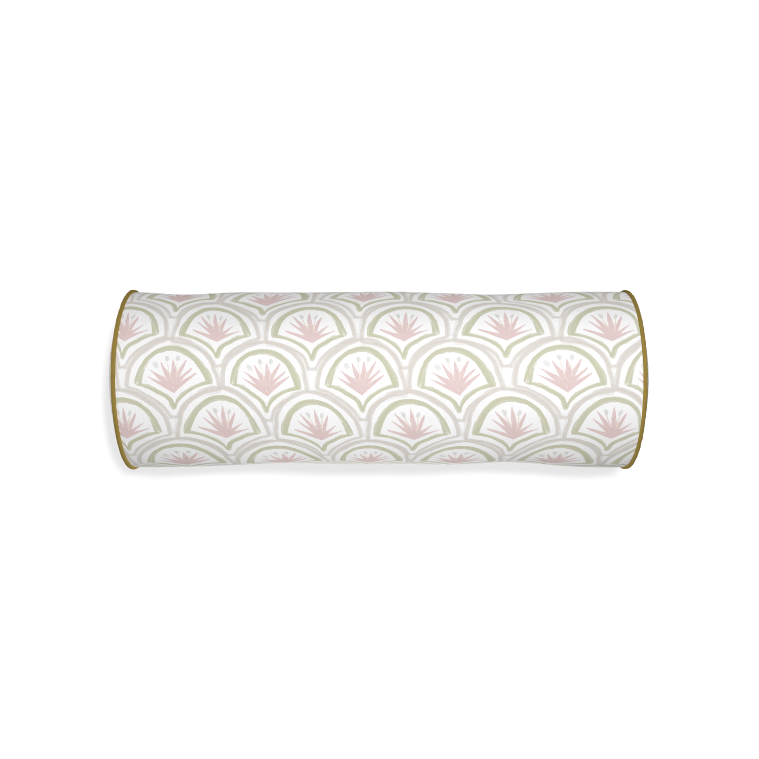 Bolster thatcher rose custom pink & green palmpillow with c piping on white background
