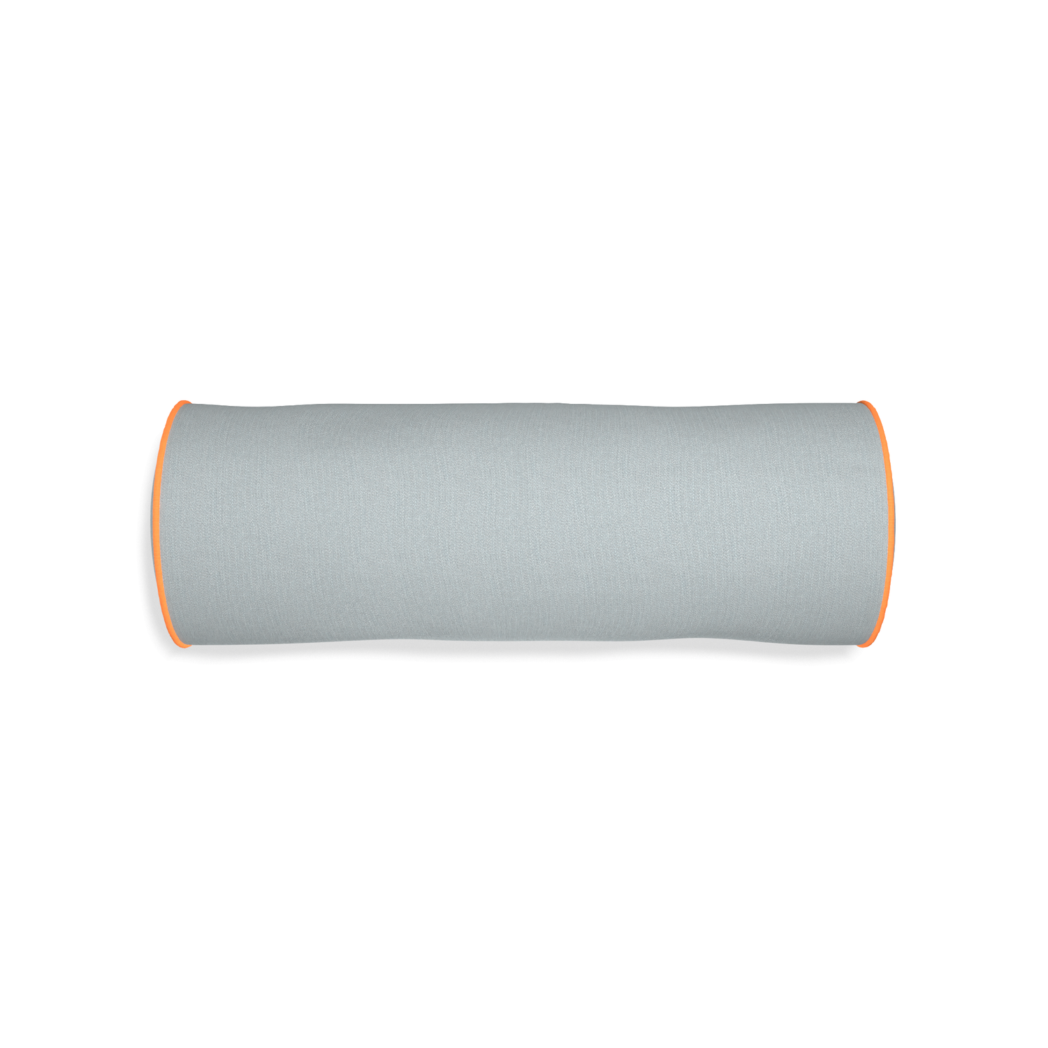 blue grey bolster with orange piping