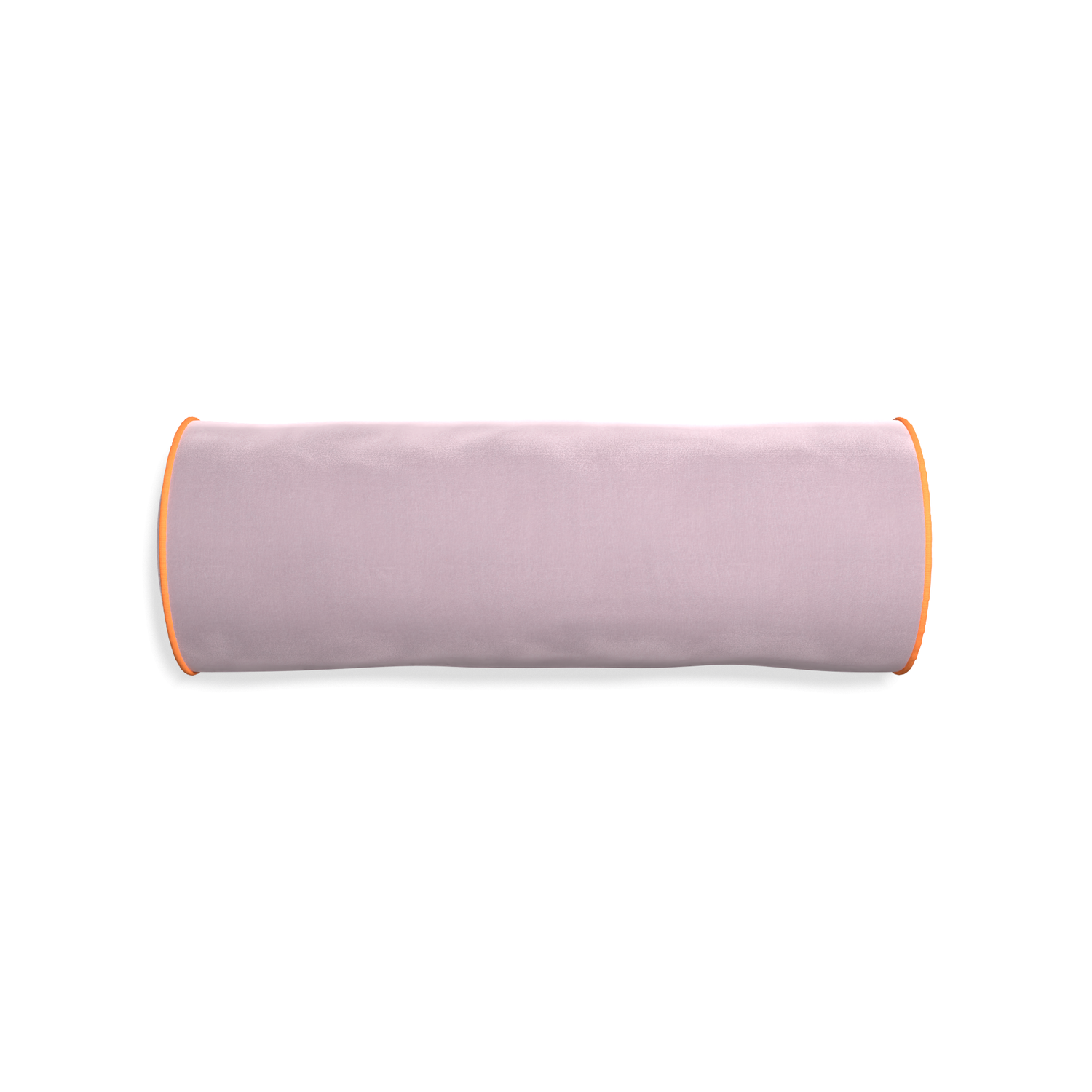 bolster lilac velvet pillow with orange piping
