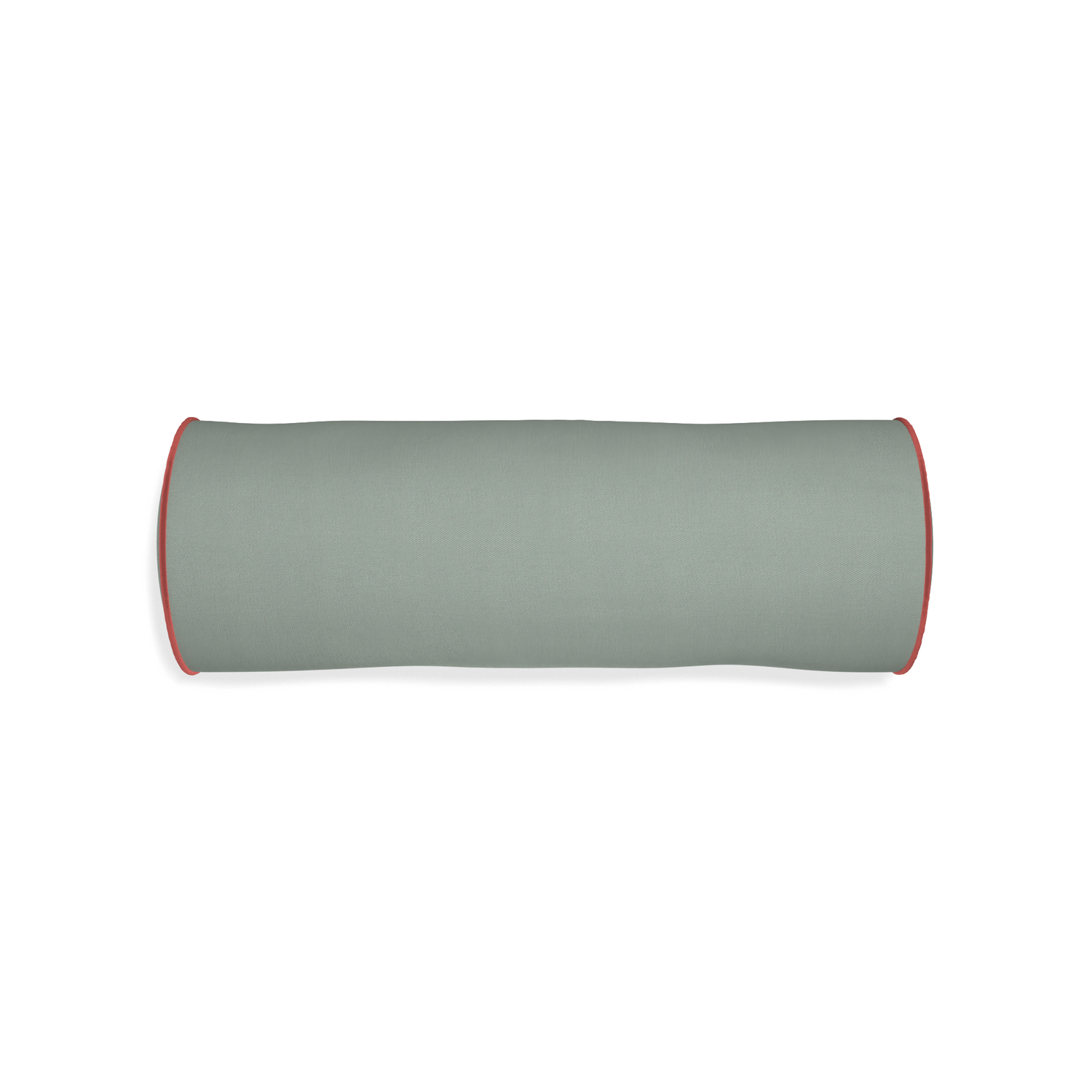 Bolster sage custom pillow with c piping on white background