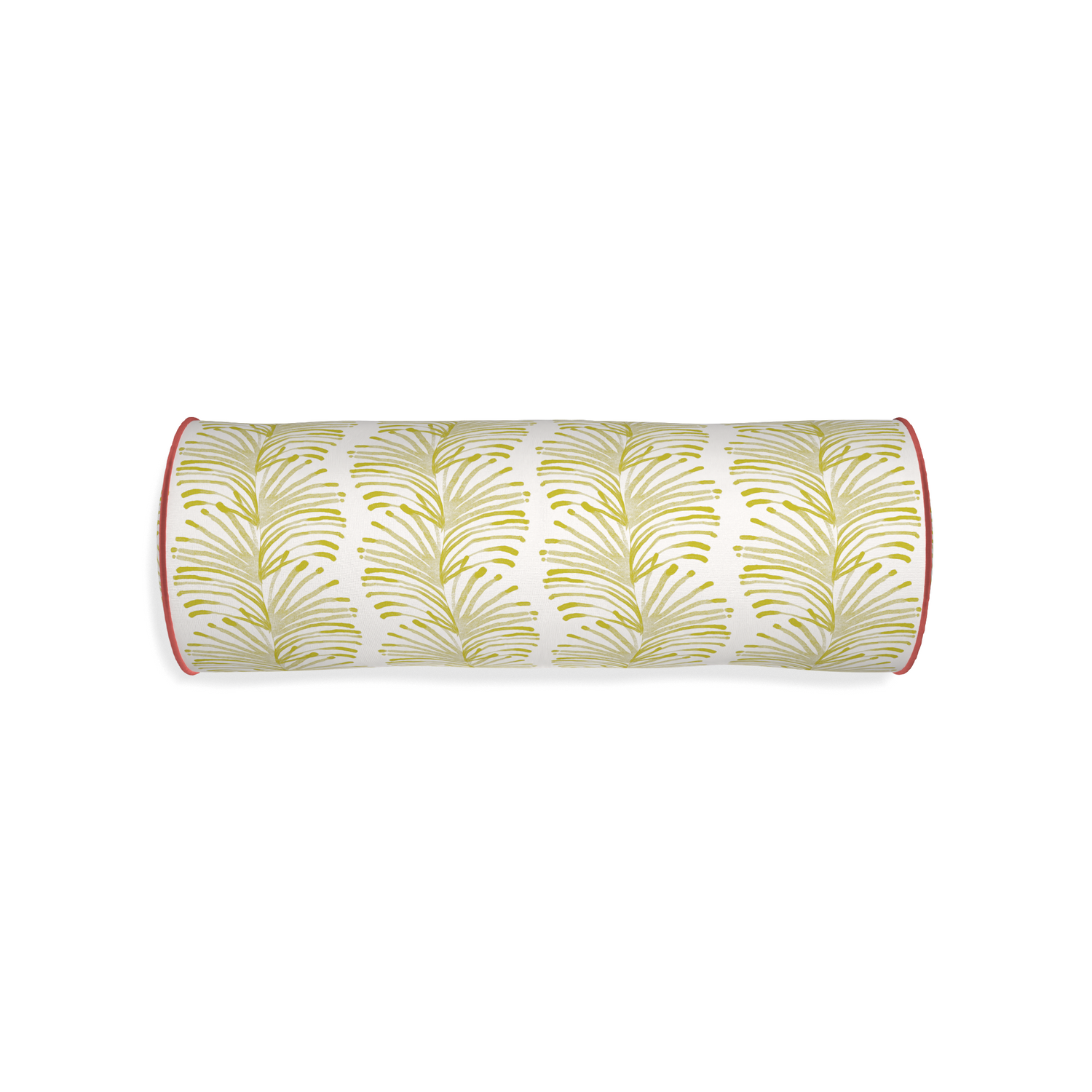 Bolster emma chartreuse custom pillow with c piping on white background