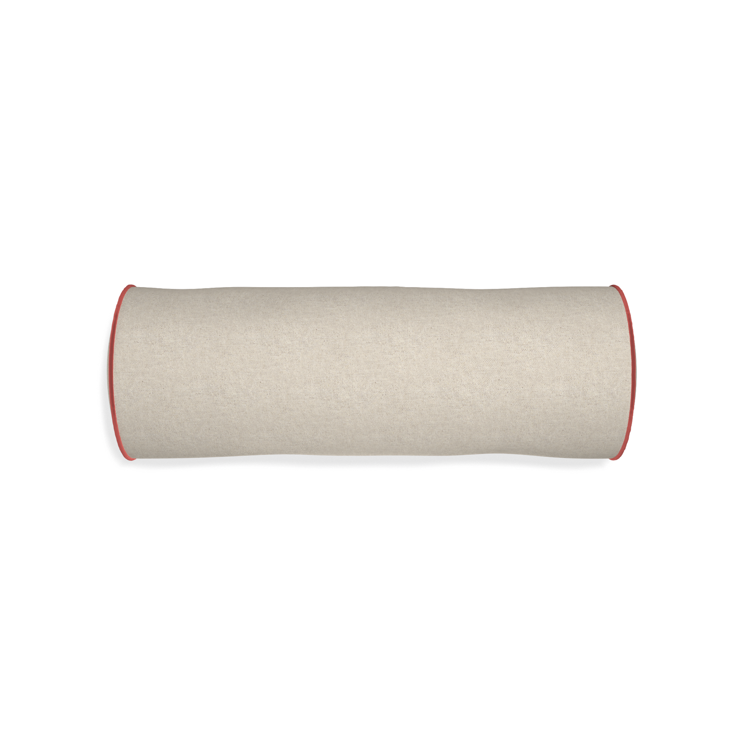 Bolster oat custom light brownpillow with c piping on white background