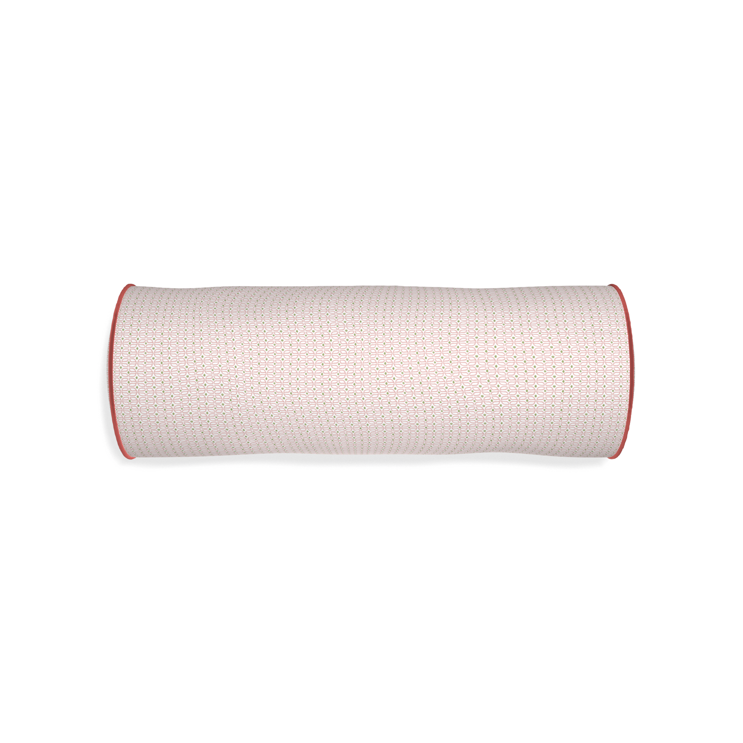 Bolster loomi pink custom pillow with c piping on white background