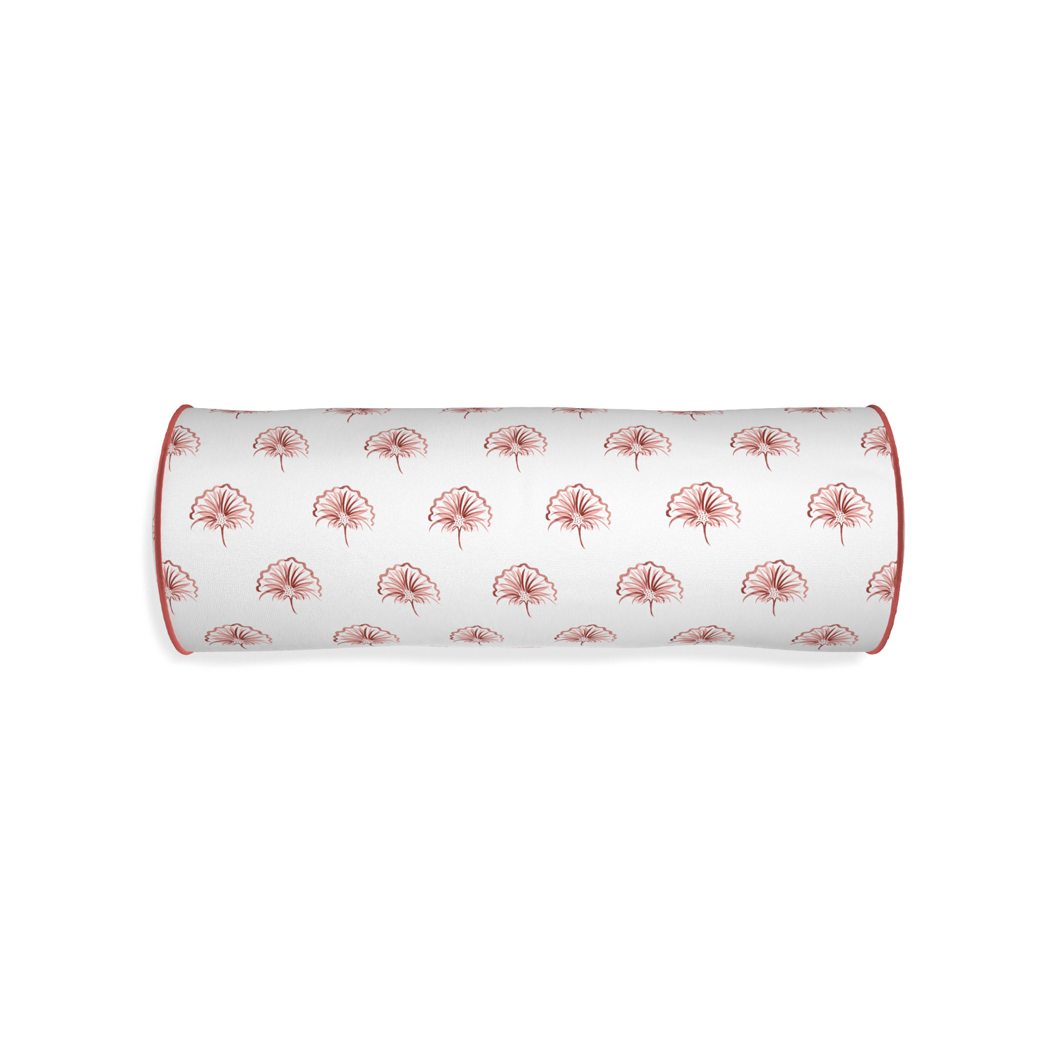 Bolster penelope rose custom floral pinkpillow with c piping on white background