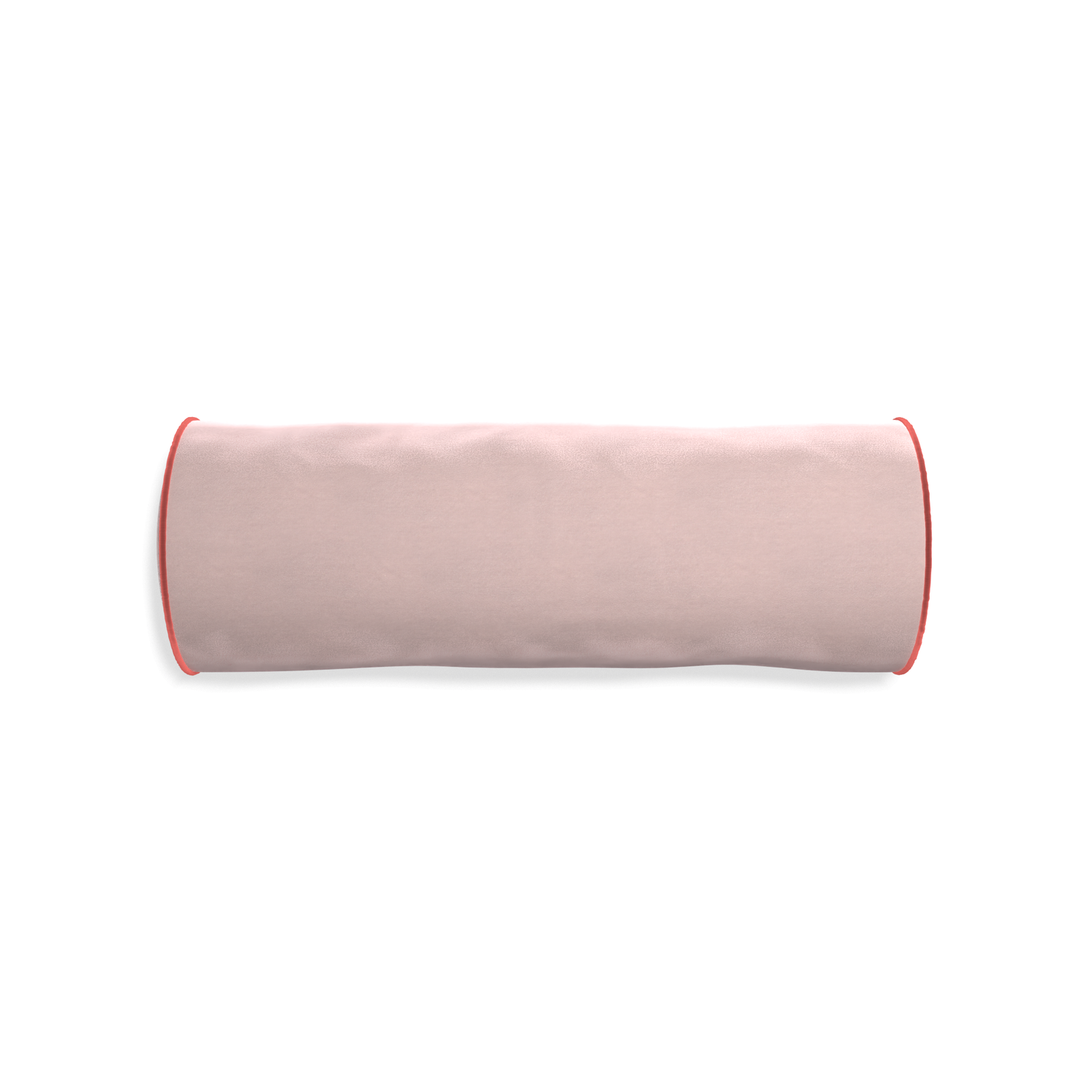 bolster light pink velvet pillow with coral piping